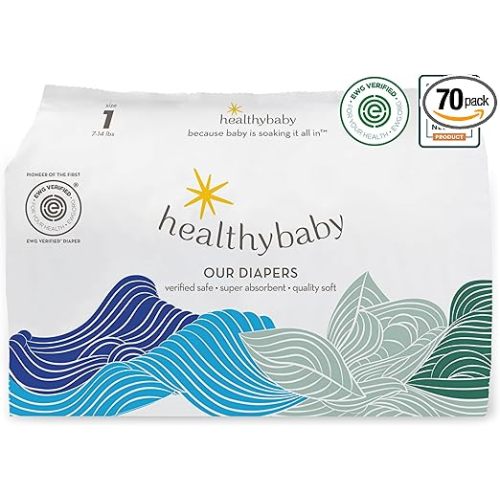 Our Diapers | The First EWG Verified & Microbiome-Friendly Diaper | 12-Hour Leak Protection | Made with Organic Cotton & Plant-Derived Materials | Totally Chlorine Free | Size 1 (7-14 lbs) 70 Count