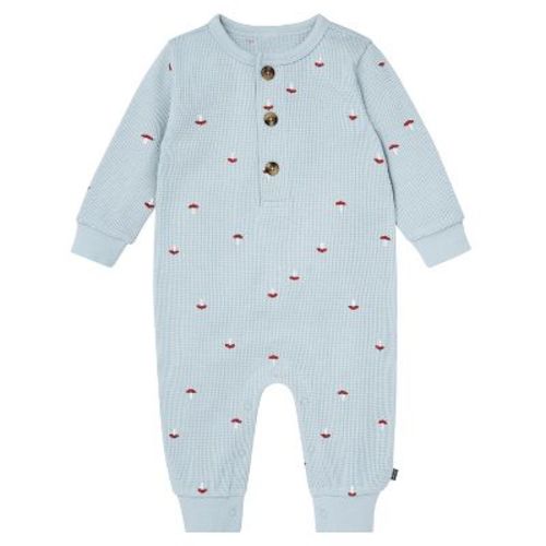 Modern Moments by Gerber Baby Boys' Long Leg Slouch Romper, Blue Mushroom, 3-6 Months