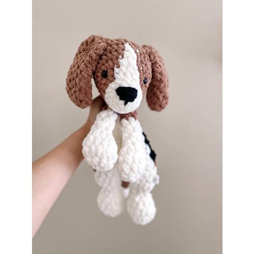 Made to Order | Dog Pup Snuggler, Dog Pup Lovey, Hound Beagle Plush, Crochet Stuffed Animal, Baby Shower Gift