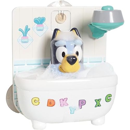 TOMY Toomies Shower & Scrub Bluey - Create Your Own Bubbles - Includes Rinsing Showerhead and Removable Bluey Toy - Interactive Bath Toys - Ages 18 Months and Up