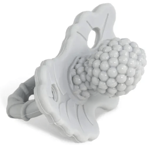RaZbaby RaZberry Silicone Baby Teether Toy - Berrybumps Soothe Babies Sore Gums - Infant Teething Toy - Hands Free Design - BPA Free - Easy-to-Hold Design - Teething Relief Pacifier - Cookies & Cream