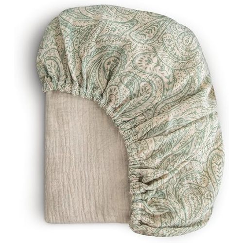 mushie Extra Soft Muslin Fitted Crib Sheet | 192 Thread Count | 28"x 52" (Green Paisley)