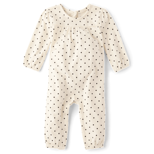Baby Girls Leopard Romper - Cream