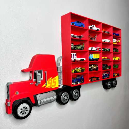 Toy Car Storage Shelf - Realistic Truck Design | Wall Mounted Hotwheels/Matchbox/Disney Display