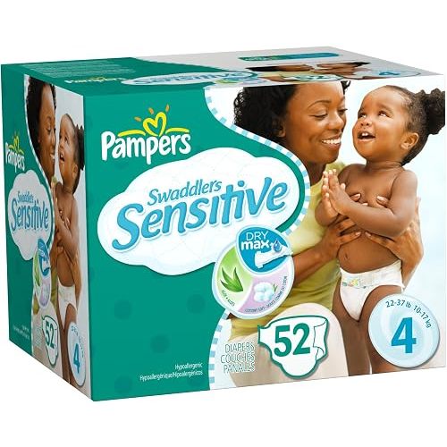 Pampers Swaddlers Sensitive Diapers, Size 4, 52 Count