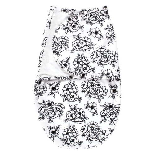 Hudson Baby Infant Girl Plush Faux Fur Swaddle Wrap, Black Toile, 0-3 Months