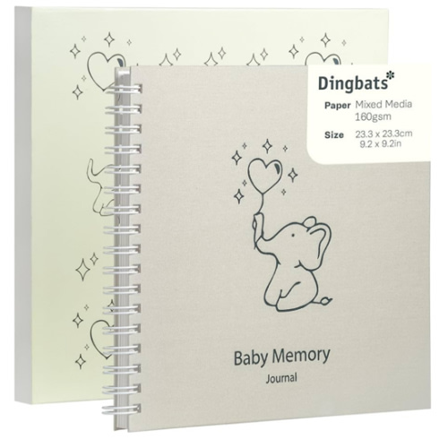 Dingbats* Gender Neutral Baby Memory Book - Thick Paper Spiral Hardcover Keepsake Baby Album with Stickers & Storage Pocket - Baby Journal to Record Milestones, Photos, Special Moments for Boy or Girl
