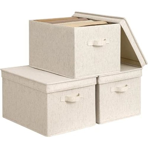StorageWorks Fabric Storage Bins with Lids, Closet Storage Bins