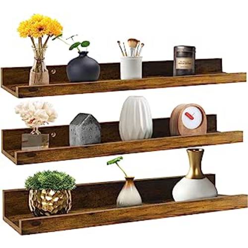 Amazon.com: Giftgarden 24 Inch Floating Shelves Wall Mounted Set of 3, Rustic Large Wall Shelves Picture Ledge Shelf for Bedroom Living Room Bathroom Kitchen, 3 Different Sizes : Home & Kitchen