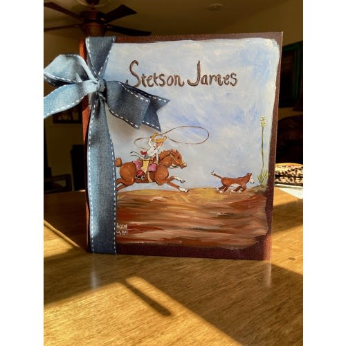 Hand Painted Cowboy Baby Memory Book: Personalized Keepsake Album