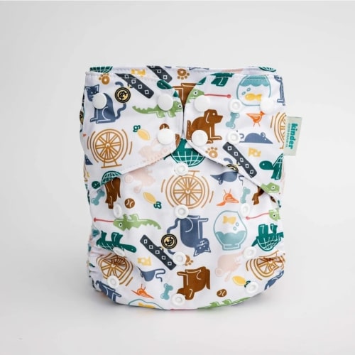 Animals and Insects: Essentials Pocket Cloth Diaper with Athletic Wicking Jersey, Grows with your Baby