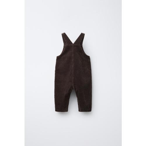 LONG CORDUROY OVERALLS - Dark brown | ZARA United States