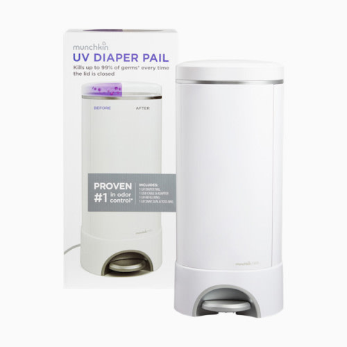 Munchkin UV STEP Diaper Pail - White, Uv Diaper Pail