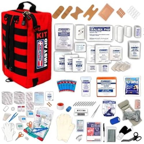 Rapid Care First Aid Kit – 300+ Piece Emergency Medical Kit with Bonus 95-Piece Travel Pack – Outdoor, Workplace, and Home Use – Color Coded & Labeled for Quick Access