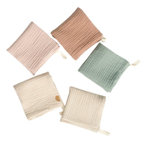 OOKWE Baby Washcloths 5 Pack Natural Muslin Cotton Newborn Face Towels 9x9inches