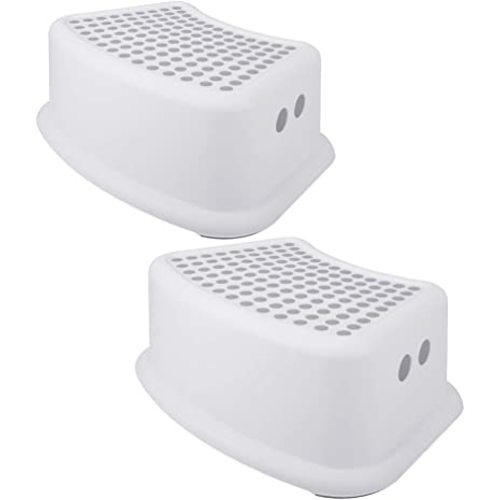 Step Stool for Kids (2 Pack), Toddlers Stool for Potty Training, Bathroom, Kitchen, Bedroom, Toy Room and Living Room. Toilet Stools with Soft Anti-Slip Grips for Safety, Stackable (Grey)