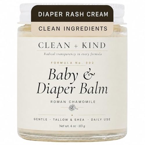 Clean + Kind Organic Diaper Rash Cream – Multi-Use Tallow Baby Balm for Newborn Sensitive Skin, Cradle Cap, Eczema-Prone & Chapped Cheeks – Calendula, Shea & Chamomile – 4 oz