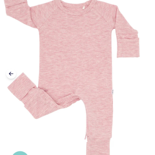 Heather Mauve Ribbed Crescent Zippy - Little Sleepies