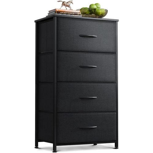 AODK Small Dresser for Bedroom with 4 Storage Drawers, Black