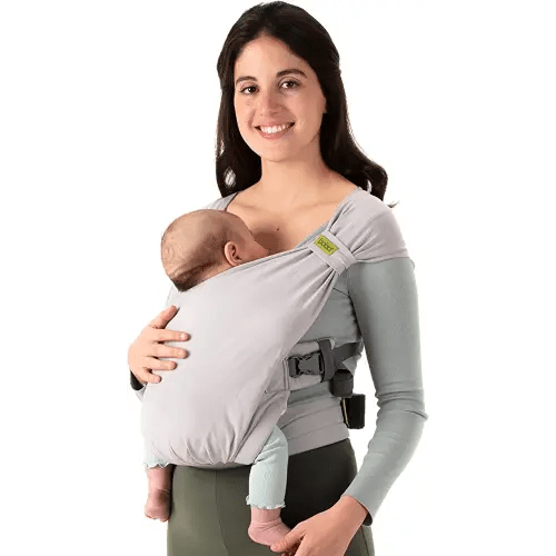 Boba Bliss Hybrid Baby Carrier Newborn to Toddler - 2-in-1 Baby Wrap & Baby Carrier - Pre-Wrapped Baby Sling Wrap Newborn - Certified Hip-Healthy - Soft & Stretchy Baby Sling Carrier- 7-35 lbs (Grey)