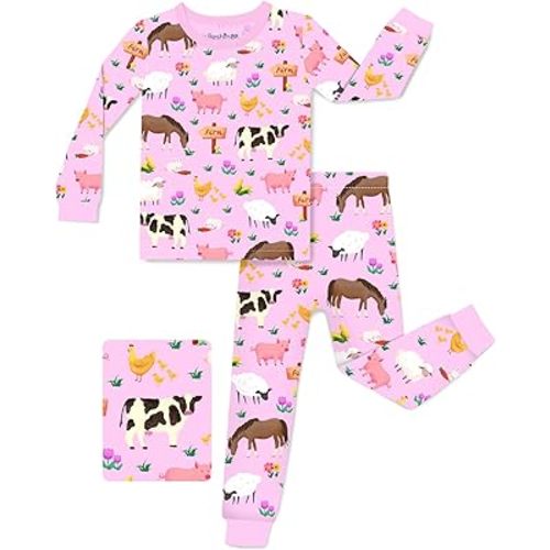 Bamboo Viscose Toddler Girls Kids Pajama Sets 12M-8Y Snug fit Long-Sleeve Softness Sleepwear Pjs 2pcs Jammies