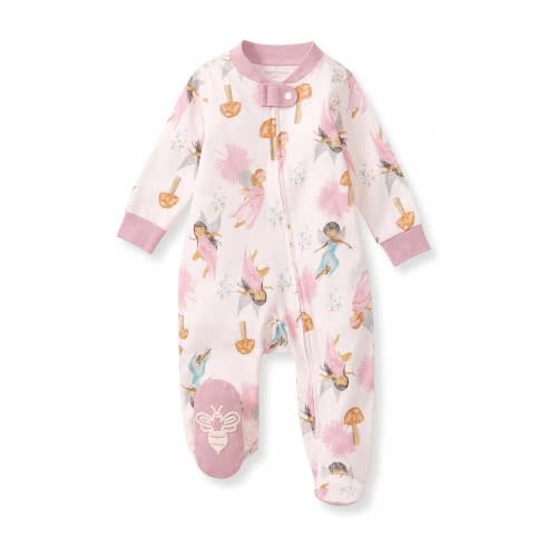 Burt's Bees Baby Girls' Organic Cotton, Sleep and Play Footed Pajamas | Easy zip front PJs feature a 2-way zipper to ensure newborns have a restful nights sleep