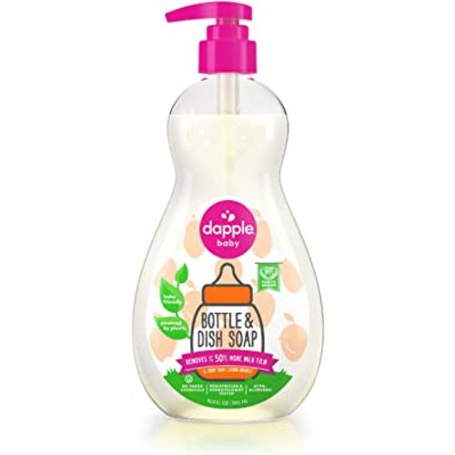 Baby Bottle Soap & Dish Soap by Dapple Baby, Mango Melon, 16.9 Fl Oz Bottle - Plant Based Dish Liquid for Dishes & Baby Bottles - Hypoallergenic Soap, Liquid Soap
