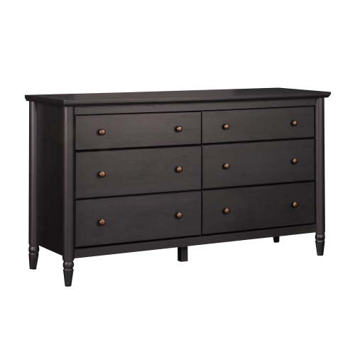 My Texas House Monroe 6-Drawer Dresser, Raven Black Oak Finish