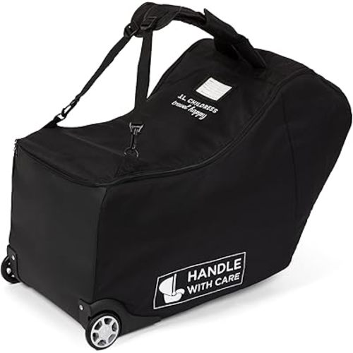 J.L. Childress Padded Infant Car Seat Bag - Travel Bag for Airplane, Fits Most Baby & Infant Car Seats, Compatible with UPPAbaby, Nuna, & Chicco, Airport Accessories, AirTag Compatible- Premier, Black