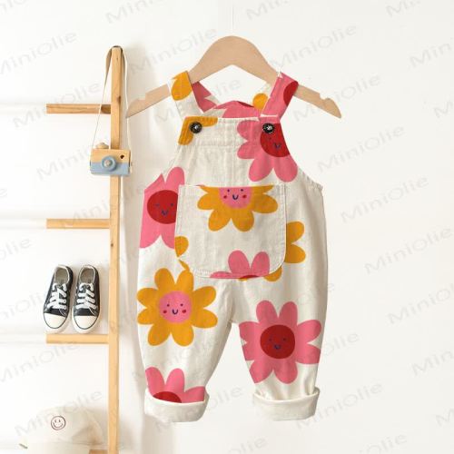 Baby Toddler Flower Smiley Overalls