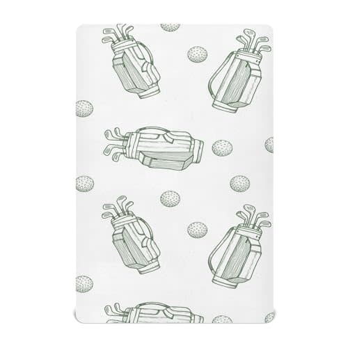 Golf Ball White Pattern Crib Sheets for Boys Girls Pack and Play Sheets Portable Mini Fitted Baby Sheet for Standard Crib and Toddler Mattresses Boy Girl, 52x28 in