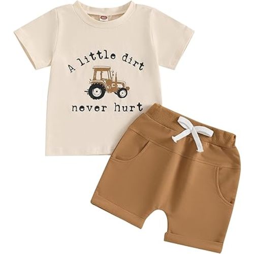 BemeyourBBs Toddler Baby Boy Summer Clothes Funny Letter T Shirt Elastic Waist Pockets Shorts Set 2 Piece Outfit