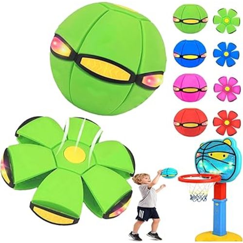 Magic Ball, Children Bouncing Ball, Parent-Child Interaction, Dual Form Freely Switchable, with 6 Light (Green)