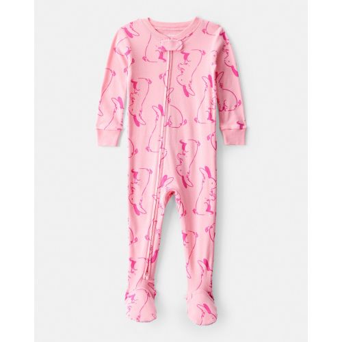 Baby Girl Bunny 100% Cotton Snug Fit 2-Way Zip Footie 1-Piece Pajamas - Pink - Carter's | Carter's