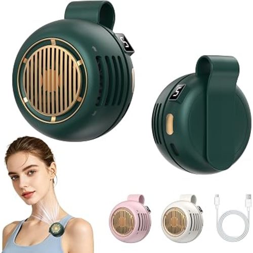 Portable Bladeless Clip-On Mini Fan, 5-Speed 360° Rotatable Personal Fan with LED Display, Type-C Rechargeable Wearable Fan for Travel Outdoor Office Commute Gifts