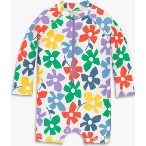 Baby One-Piece Rash Guard In Rainbow Blooms, Multi Spring Blooms