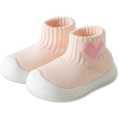 Baby Sock Shoes Toddler Walking Slippers Non-Slip Breathable Stripes Shoes with Soft Rubber Sole for Infant Boys Girls Slip On Sneakers
