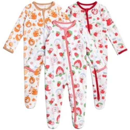 GUISBY Baby Footed Rayon of Bamboo Pajamas 2-Way Zipper