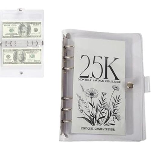 12-Month Envelopes Money Saving Challenge Binder, Budget Binder With Cash Envelopes, Easy and Funny Way to Save 2.5K/10K Dollars, Money Binder For Cash Saving (2.5K/1pcs)