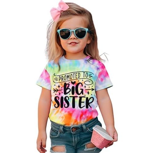 Big Sister Toddler Shirt Baby Girls Promoted to Big Sister Announcement Tshirt New Sibling Reveal Tops Outfits