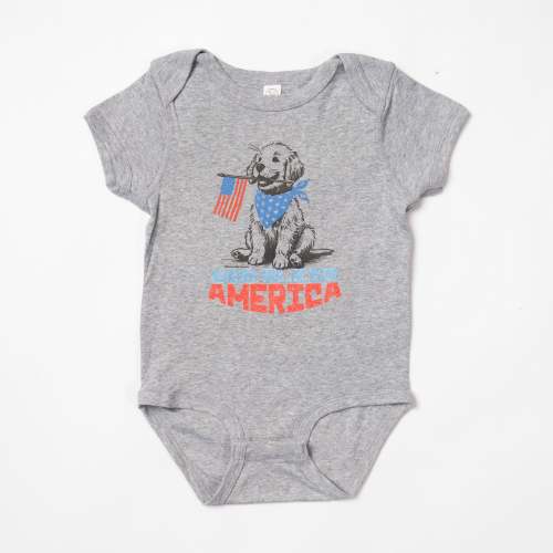 Patriotic Puppy 'God Bless America' Baby Onesie - American Farm Company