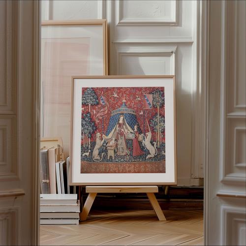 The lady and the unicorn print, Sight, the Unicorn Tapestries, Ship from UK/US/Europe/Australia, framed or unframed