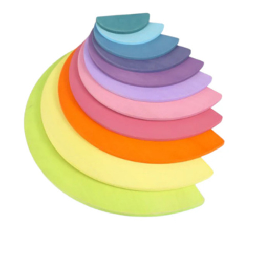 11 Pcs Large Wooden Rainbow Stacking Semi-circles Building Boards Set In Pastel/macaron Colors&nbsp;