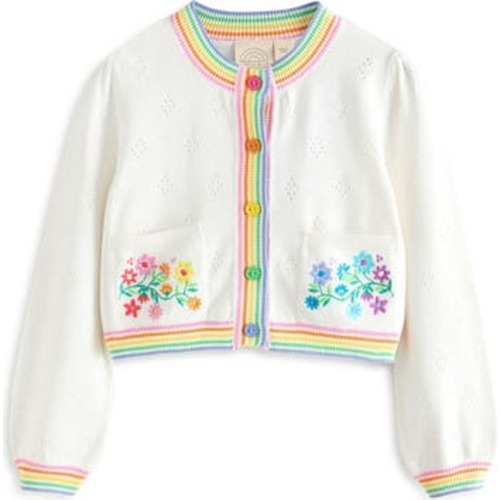 Kids' Floral Embroidered Pointelle Cotton Cardigan, 2-3Y