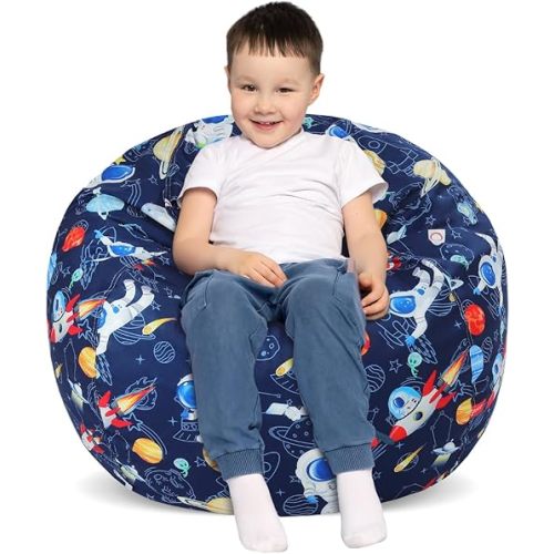 Bean Bag Chair for Kids Stuffed Animal Storage Beanbag Chairs,Toddler Toy Storage Organizer for Girls and Boys,Large 32'' Cover Only（No Filling
