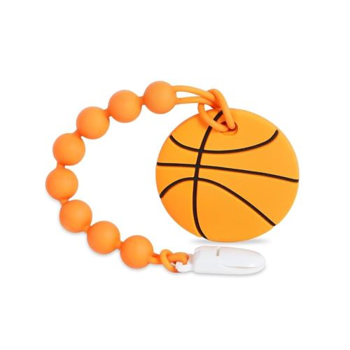 Baby Sports Ball Teething Toys,Food Grade Silicone Teether with One-Piece Pacifier Clip Holder,Shower Gift,Teething Pain Relief for 3 Months+ Boy and Girl,BPA Free,Freezer Safe. (Basketball)