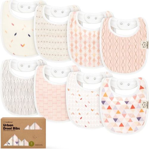KeaBabies 8pk Organic Baby Bibs for Boy, Baby Drool Bib for Toddler Boys, Girls, Newborn Baby Teething Bibs (Prism)