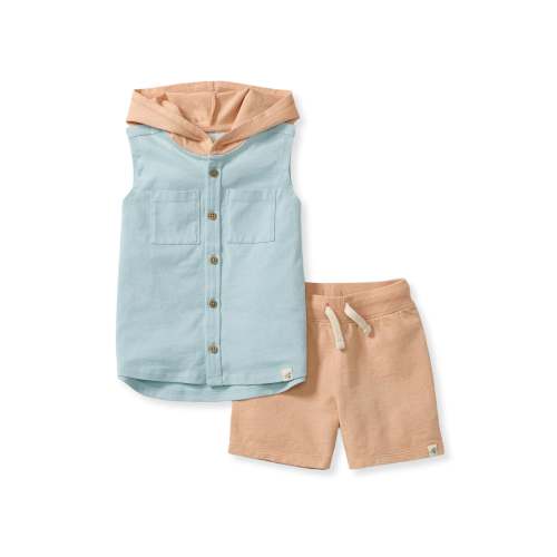 Organic Boy Hooded Sleeveless Shirt & Shorts Set – Burt's Bees Baby
