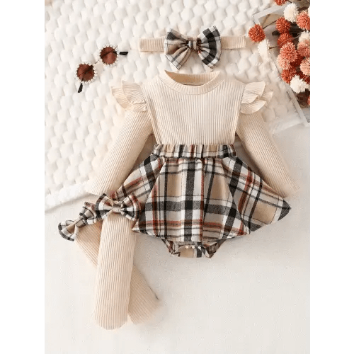 adorable girls' three piece set crop top bow headband socks - Temu