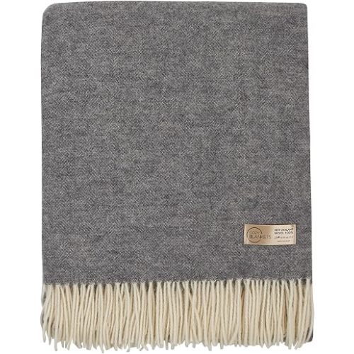 | Wool Blanket/Throw | 100% New Zealand Wool | Perfect for Home and Outdoors | Virgin Wool Throw with Fringes 67"x79" (170 x 200 cm)